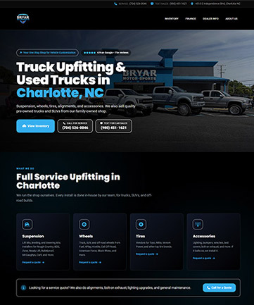Bryar Motorsports website built by KGI