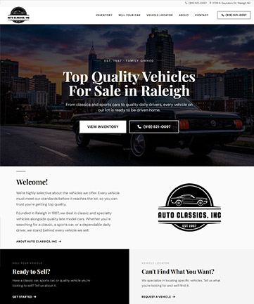 Auto Classics NC website built by KGI