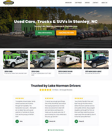 Lakeside Auto Exchange website built by KGI