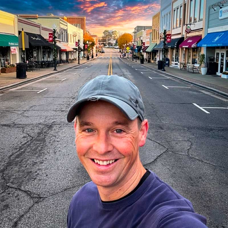 Matt Kelley in downtown Apex, North Carolina
