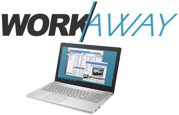The KGI DMS Windows interface running on a laptop, available from anywhere
