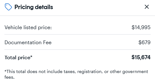 Diagram showing the feed and dealer profile both having doc fee, causing double-count