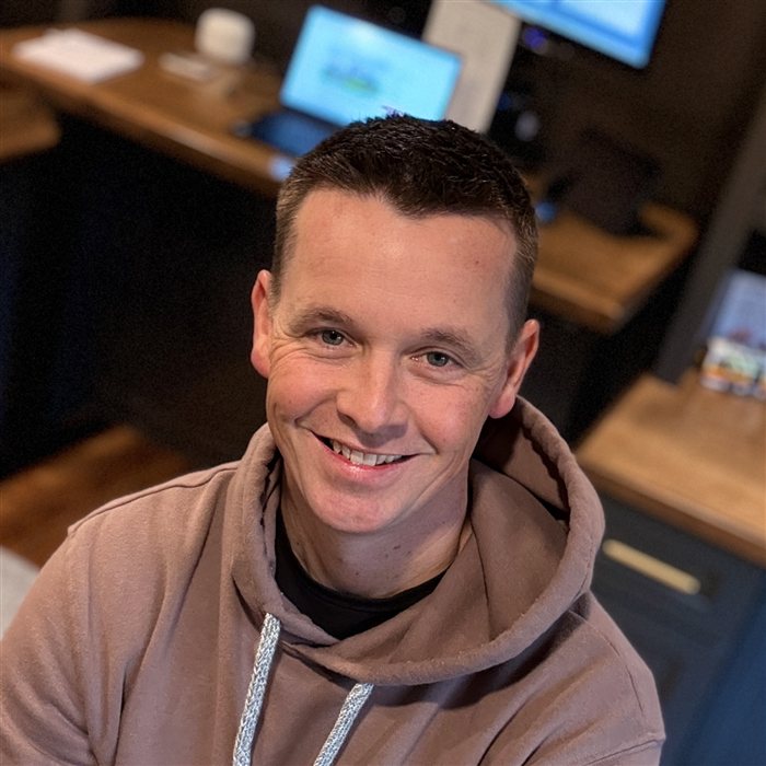 Matt Kelley at his desk