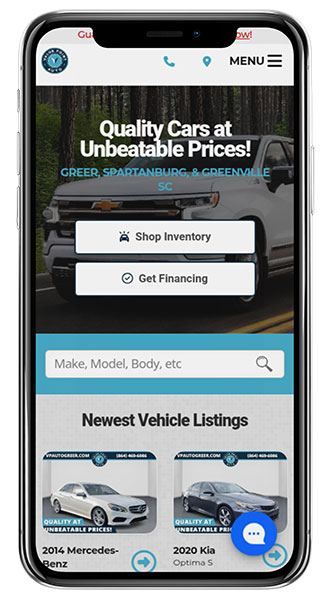 A KGI-built mobile dealer website for a Charlotte used car dealership