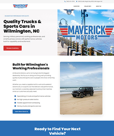 Maverick Motors website built by KGI